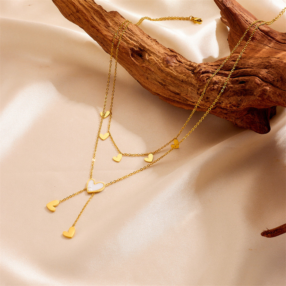 Cute Heart Star Moon Tassel Anklet Stainless Steel