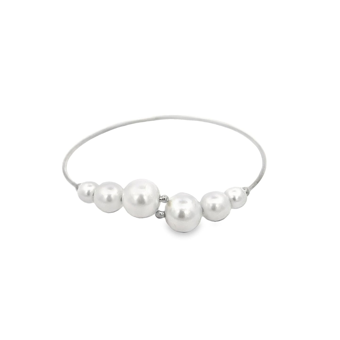 Wrist Cuff Bangle With Gold/Pearls Ball Beads (B2)