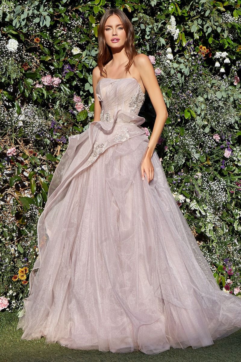 Strapless Layered Tulle Ballgown